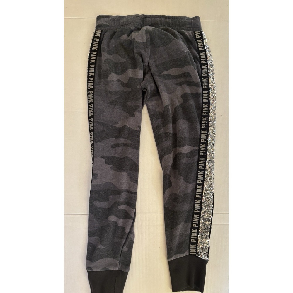 Victoria's Secret PINK CAMO BLING Sequined Stripe Joggers Sweats Sweatpant Small - Picture 8 of 11